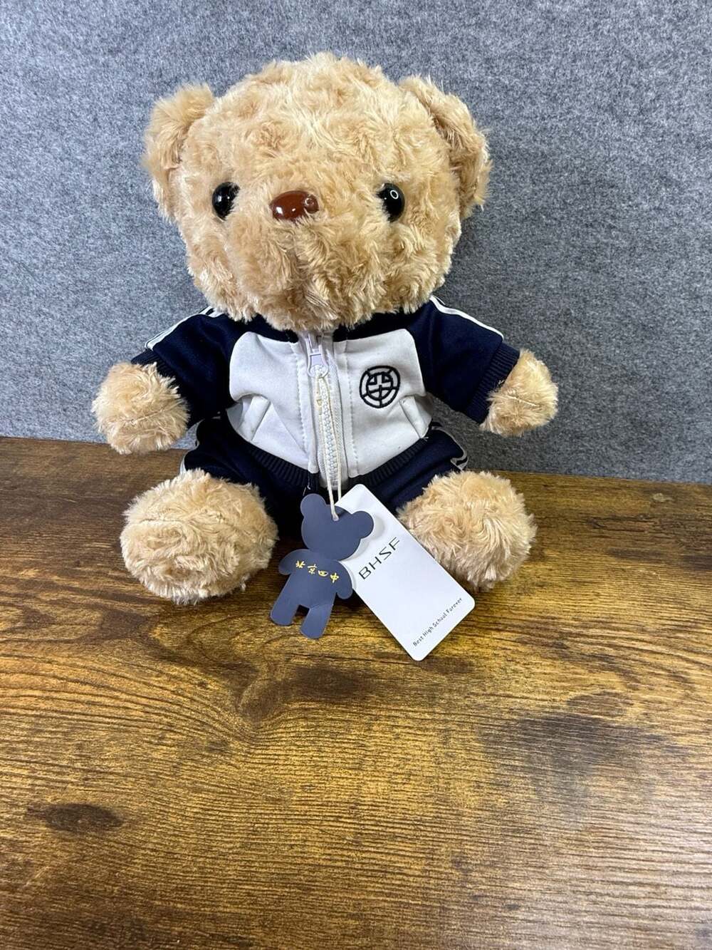 BHSF Best High School Forever Plush Teddy Bear in Navy and White Tracksuit